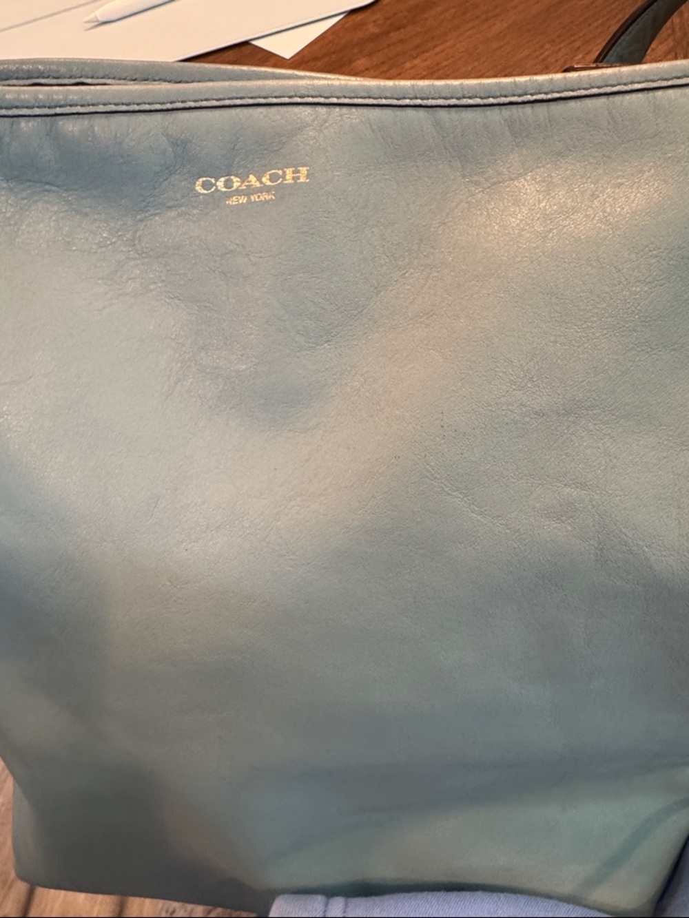 Coach Legacy Light Blue Leather Shoulder Bag with Tassel - Picture 9 of 13